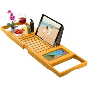 NWOT Bambusi Bamboo Bathtub Caddy Tray Adjustable Natural!